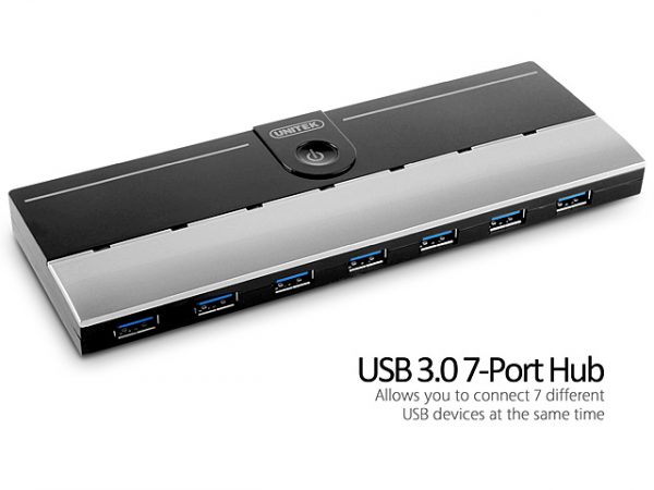 מפצל 7 יציאות USB 3.0 כולל ספק כח UNITEK 12V 4A