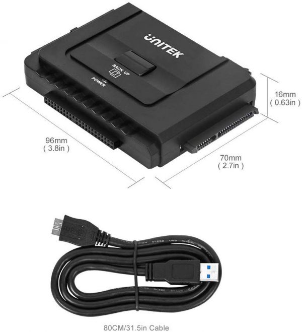 מתאם לדיסק קשיח UNITEK USB 3.0 TO SATA/IDE